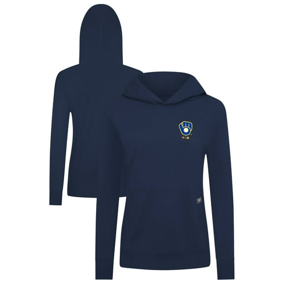 Women's Levelwear Navy Milwaukee Brewers Cooperstown Collection Relay Core Logo Pullover Hoodie