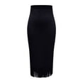 thumbnail image 3 of LWavelet Faux Suede Fringe Midi Skirt Women Western Style Fall Casual Stylish Versatile Bottoms Black S, 3 of 4