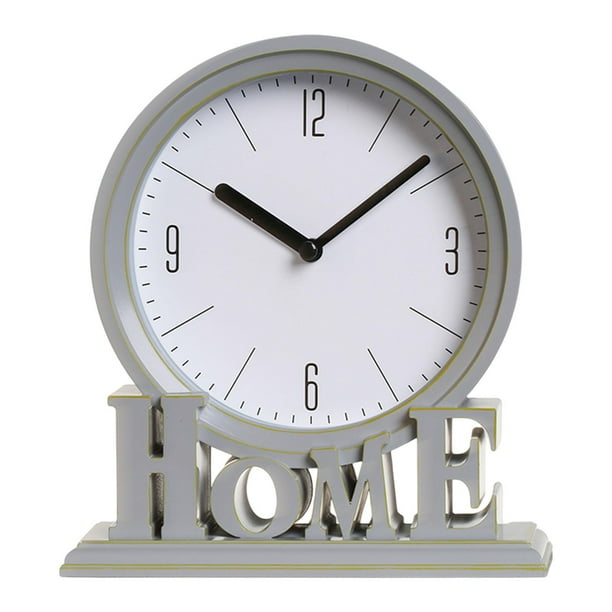 Reloj de escritorio de estilo vintage, repisa, silencioso, para oficina, decoración del hogar, mesa sin tictac B-gris