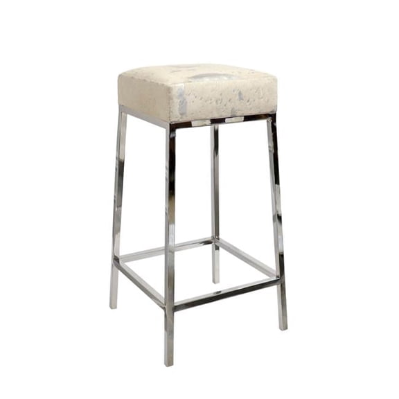 Pasargad Home Safari Cowhide Bar Stool Silver