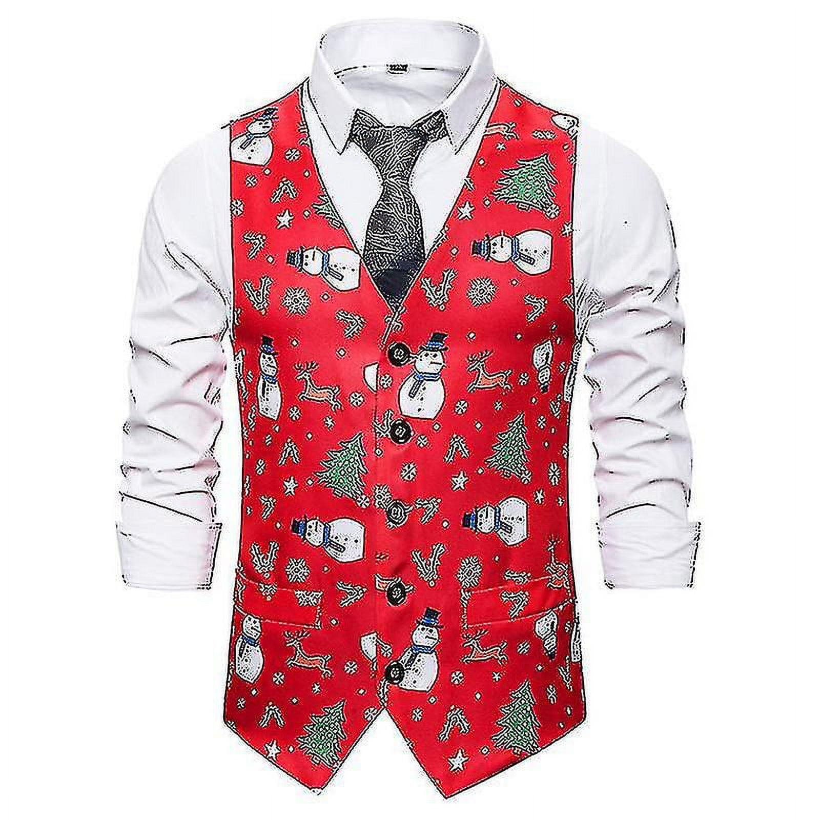 Men's Printed Christmas Waistcoats Printed Sleeveless Vests Yw1