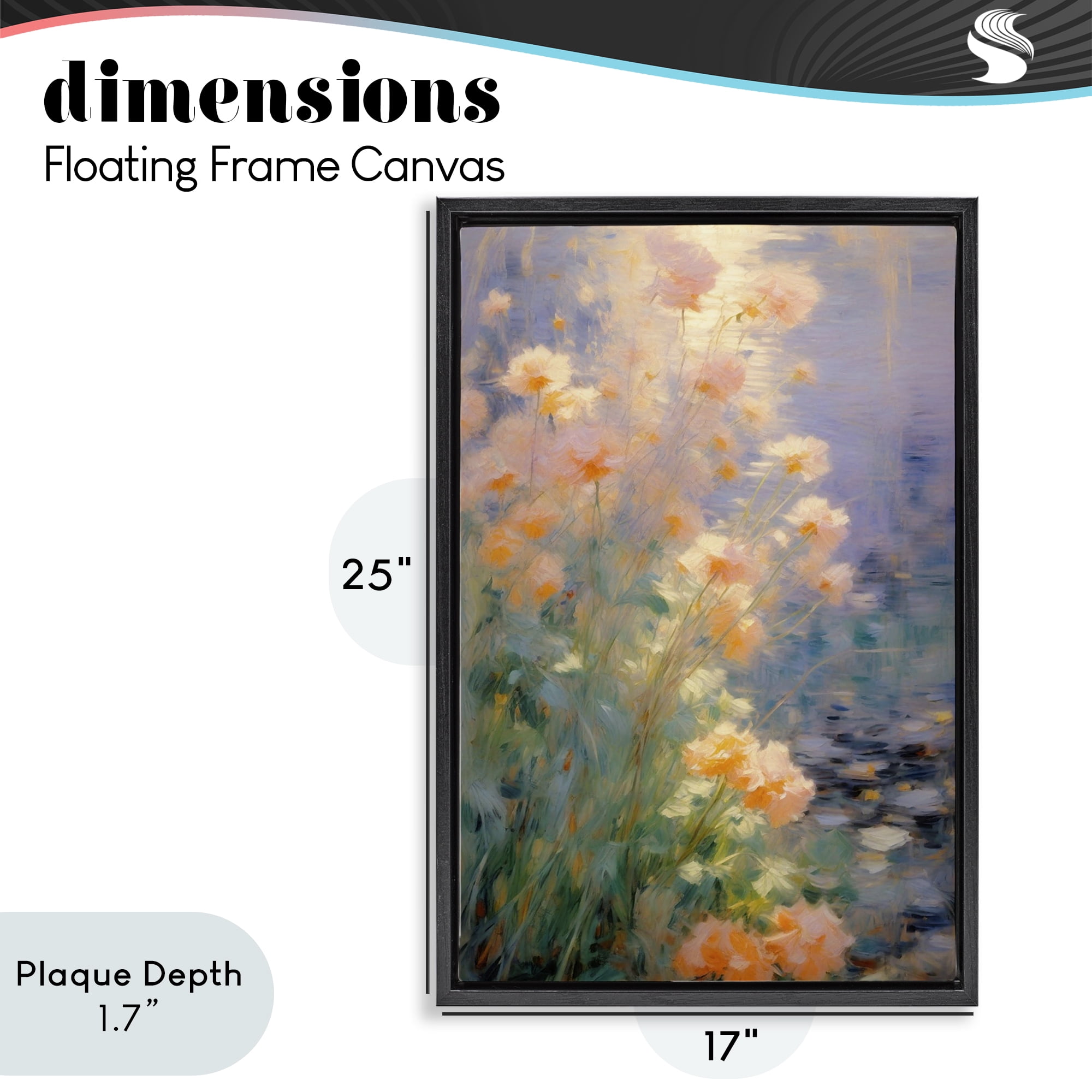 Stupell Industries Sunlit Pastel Blossoms Impression Black Framed Floater Canvas Wall Art, design by Angie Hawke