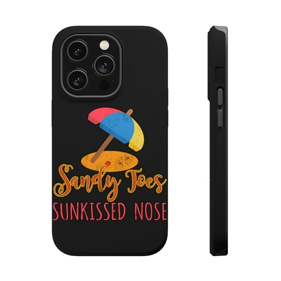 DistinctInk Tough Case for Apple iPhone 15 PRO (6.1" Screen), Compatible with MagSafe Charging - Sandy Toes Sunkissed Nose