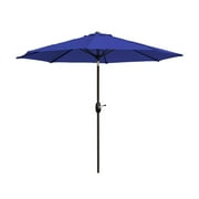 WestinTrends Paolo 9 Ft Outdoor Umbrella, Patio Shade Market Table Umbrella with Push Button Tilt and Easy Open Crank, Royal Blue