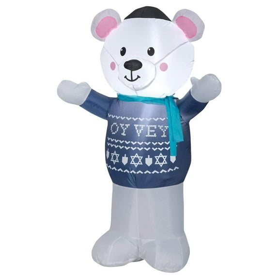 4' Airblown Hanukkah Polar Bear Christmas Inflatable
