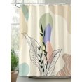 thumbnail image 2 of Shower Curtains Boho Abstract Geometric Bath Curtain Morandi Color Plant Minimalist Waterproof Bathroom Shower Curtain Set with Hooks Decoration 72 x 72 Inches, 2 of 7