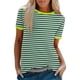 thumbnail image 1 of Blusas para las Mujeres Casual, Rayas Impresas Patchwork Manga Corta Cuello Redondo Top Hecho de 95% Poliéster 5% Spandex para el Verano, Tops Cortos para las Mujeres, 1 of 5