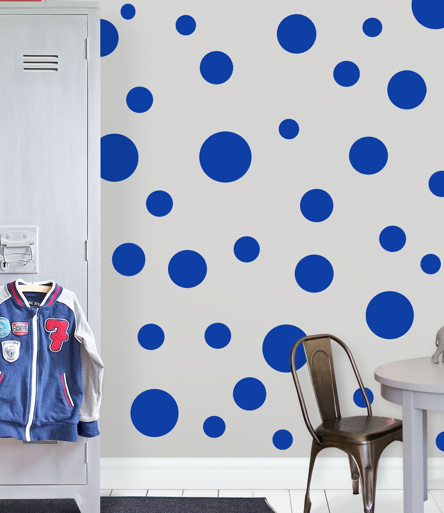 Blue Polka Dot Wall Decals Girls Boys Room Wall Decor Stickers Includes