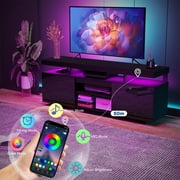 Hommpa LED TV Stand for TVs up to 70 with Power Outlets Modern Entertainment Center High Gloss Large TV Cabinet Adjustable Shelf PS5 Storage Gaming Media Console