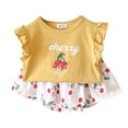thumbnail image 4 of Gubotare Outfits for Toddler Girls Kids Girl Clothes Tie Dye Print Short Sleeve Top and Shorts Toddler Girl Summer Outfits Short Set (Yellow,Size 1-2 Years), 4 of 4