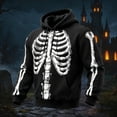 thumbnail image 2 of Yuncity Mens Hoodie Fall Winter Long Sleeve Fashion Casual Letter Skeleton Print Pullover Hoodies Sweatshirt Size L Black, 2 of 5