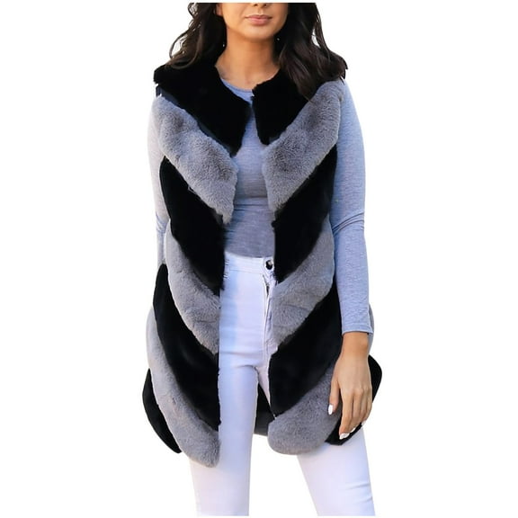 Drses Faux Fur Vest Womens Winter Coats Fuzzy Fleece V Neck Sleeveless Jackets Plus Size Shaggy Plush Waistcoat Outerwear