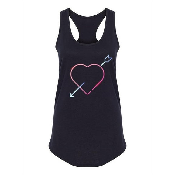 Heart With Arrow Neon Design Tank Women -Image by Shutterstock, Female Large