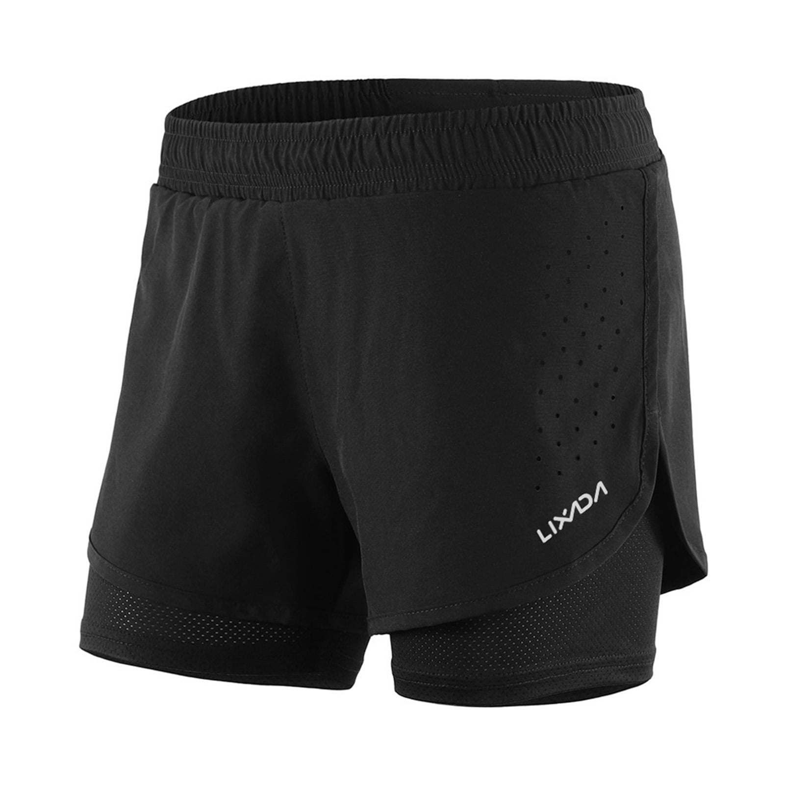 Lixada Women 2-in-1 Running Shorts Quick Drying Breathable Active Training Exercise Jogging Cycling Shorts with Longer Liner