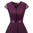 thumbnail image 5 of Market In The Box Women Lace Dress Vintage Style V Neck Cocktail Christmas Party Dress, 5 of 6