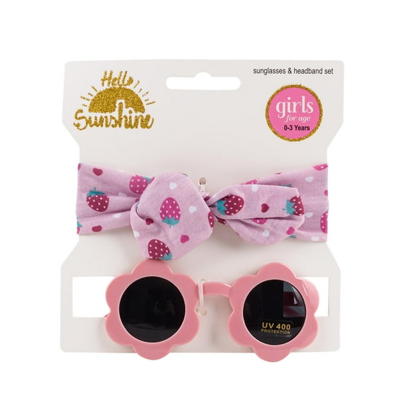 Hello Sunshine Sunglasses & Headband Set - UV 400 Protection - Girls For Age 0-3 Years