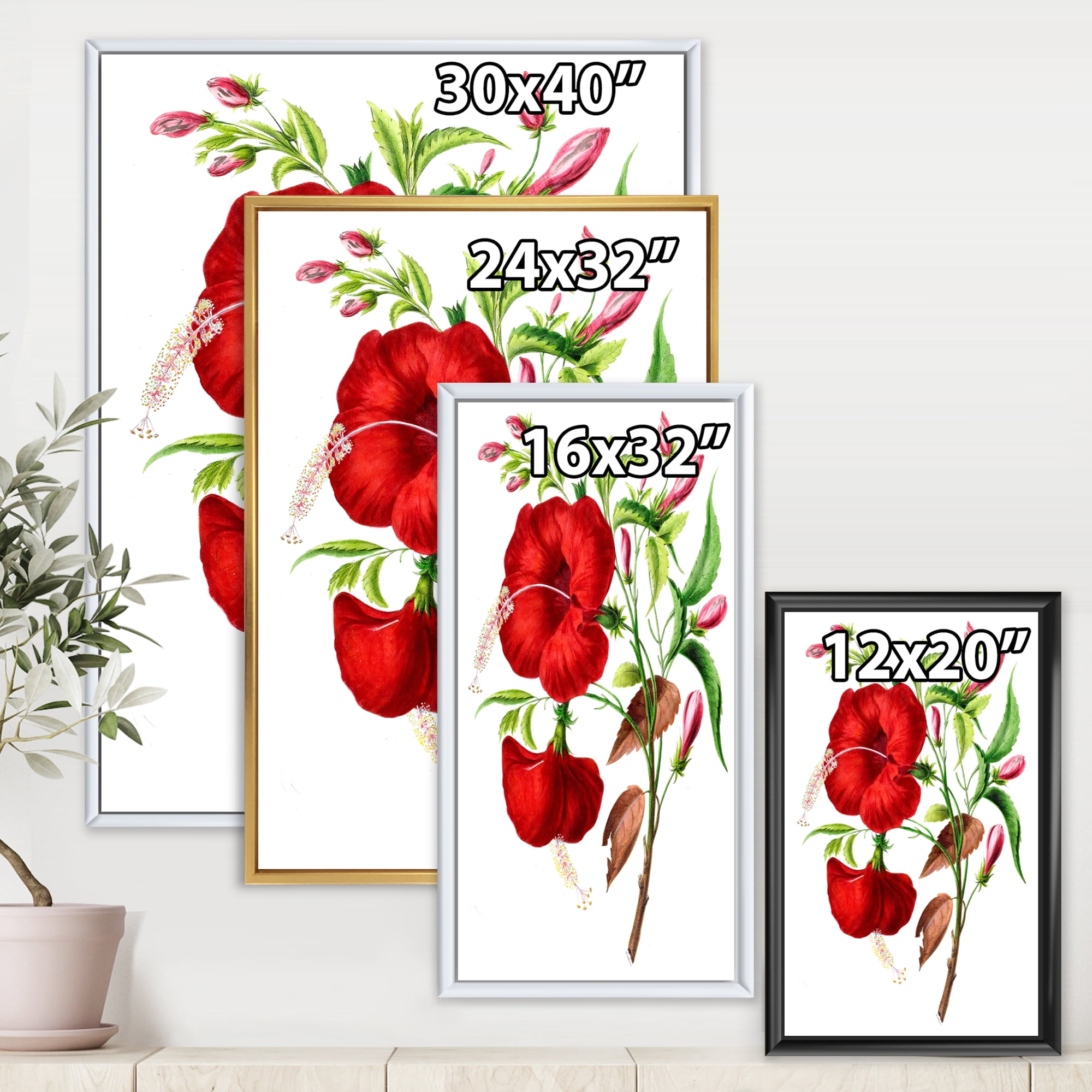Designart 'Ancient American Flora I' Traditional Framed Canvas Wall Art Print