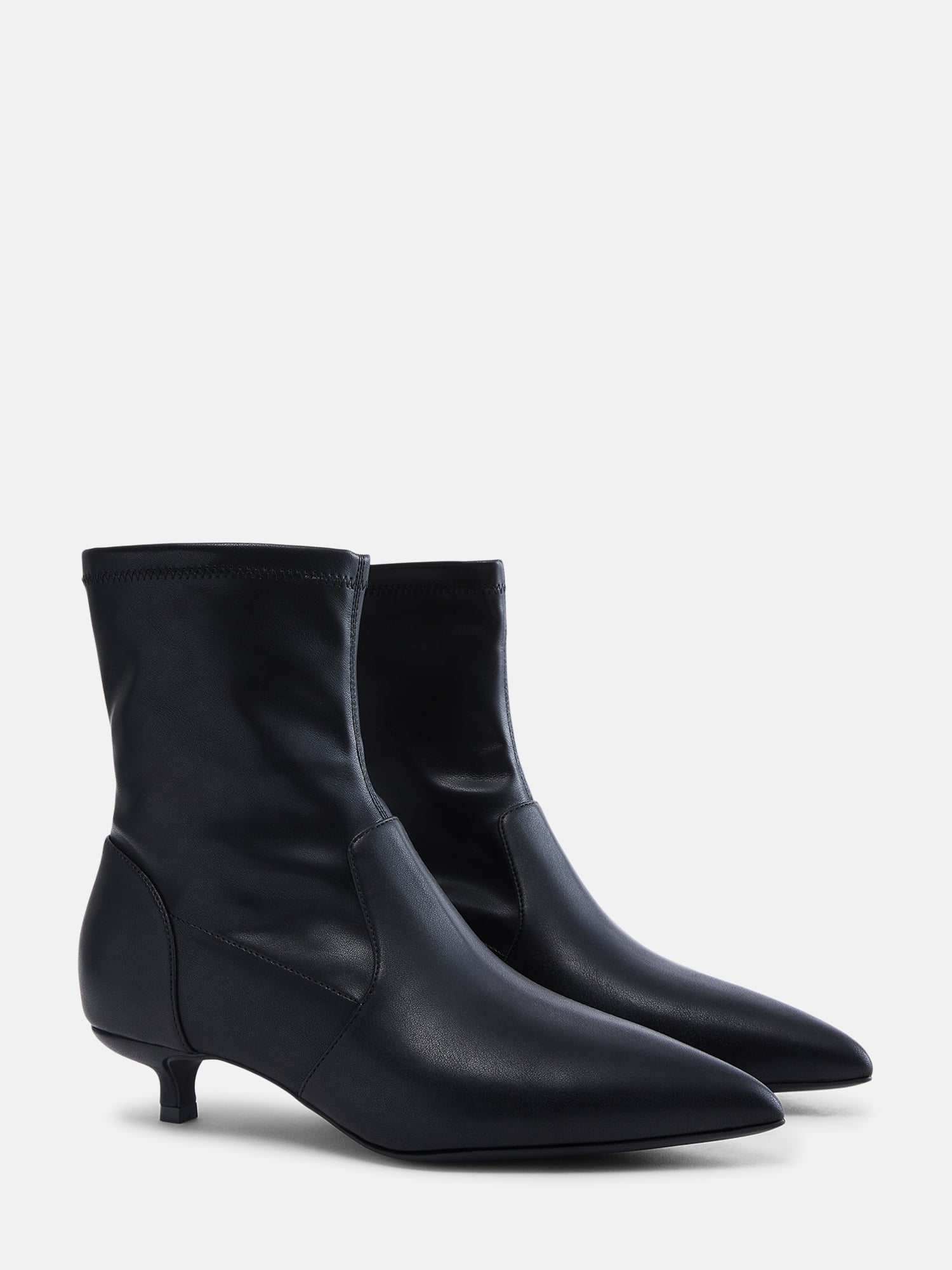 Scenario Women's Stretch Kitten Heel Faux Leather Booties