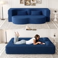 thumbnail image 3 of REHOUSING Teddy Fabri Folding and Convertible Sofa Bed with 2 Pillows, Blue, 3 of 12