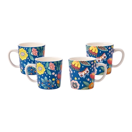 Bico Alice in Dreamland Ceramic Mugs, Set of 4, for Coffee, Tea, Drinks, Microwave & Dishwasher Safe