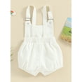 thumbnail image 4 of Bslissey Baby Boys Denim Overall Shorts Solid Color Sleeveless Suspender Strap Romper Infant Casual Front Pocket Bodysuit Toddler Summer Clothes 6M 12M 18M 24M, 4 of 8