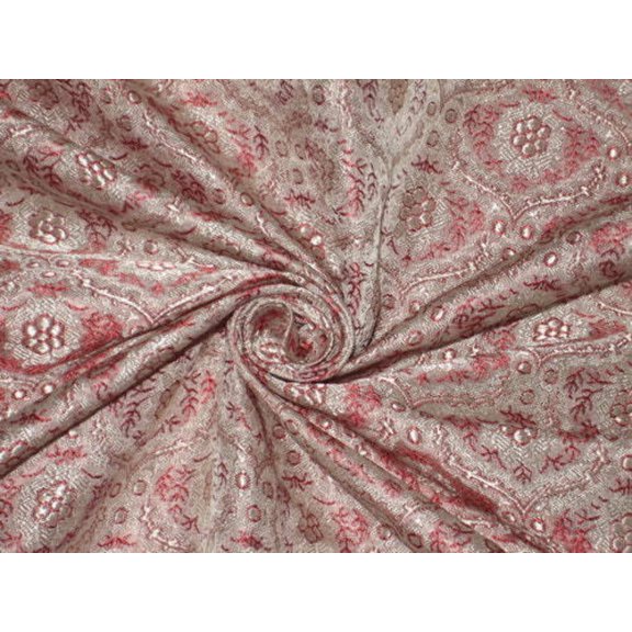 Silk Brocade fabric Reddish Pink color 44" wide BRO162[3]