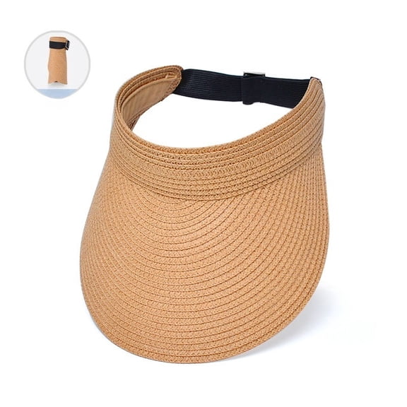 Summer Outdoor Large Brim Empty Top Straw Hat, Korean Style Hair Hoop Design Sun Visor, Women’s Fashion UV Protection Hat