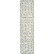SAFAVIEH Cambridge Leslie Geometric Wool Runner Rug, Silver/Ivory, 2'6" x 16'