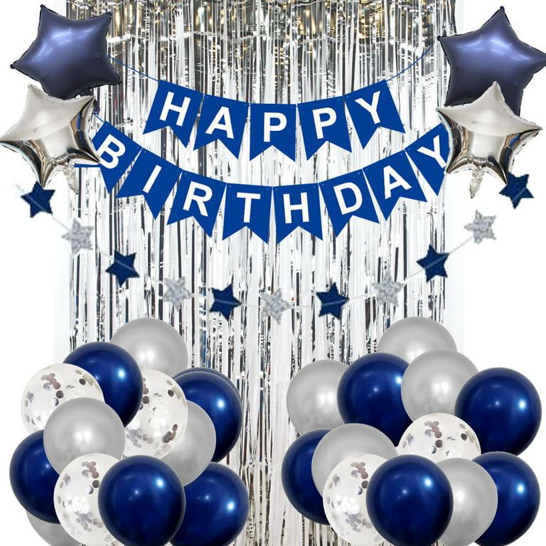 Happy Birthday Confetti Latex Balloon, Blue - 24