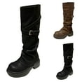 thumbnail image 5 of Platform Fold over Knee High Boots for Women 2025 Trendy Slouchy Leather Chunky Winter Fall Riding Long Boots, 5 of 6