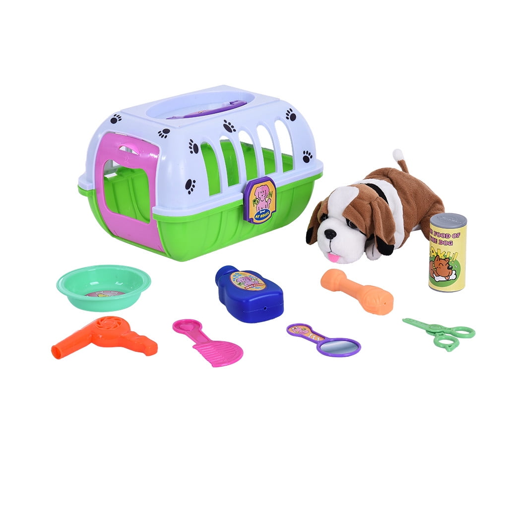 Pretend Play Dog Care Play Set With Plush Puppy Feeding And Styling