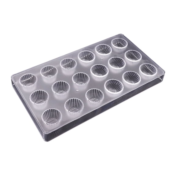 Chocolate Mold – Polycarbonate Tray for Bonbons, Truffles & Candies, 18-Cavity# Striped Barrel Shape Swirling Circle