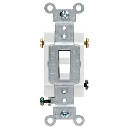 Leviton S02-CS315-2WS White Commercial Grade 3-Way AC Quiet Switch Toggle