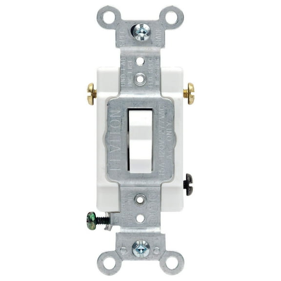 Leviton S02-CS315-2WS White Commercial Grade 3-Way AC Quiet Switch Toggle