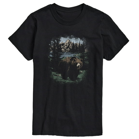 Instant Message - Bear Nature Scene - Men's Short Sleeve Graphic T-Shirt