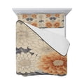 thumbnail image 7 of Burnt Orange Grey Full Size Down Alternative Comforter, Lightweight Comforter Quilt Bedding Set with Pillow Shams Spring Floral Botanical Retro All Seasons Bed Comforter Duvet Insert 78"x90", 7 of 7