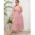 thumbnail image 5 of Plus Size Wedding Guest Maxi Dresses for Curvy Women, Summer Casual Floral Long Party Sundress with 3/4 Sleeve, 5 of 8