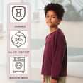 thumbnail image 6 of BELLA + CANVAS Youth Heavyweight Long Sleeve T-Shirt, Boxy Fit Assorted Tee Shirts 100% Airlume Ring-Spun Cotton Bulk T-Shirt (Dark Color 6 Pack, S), 6 of 7