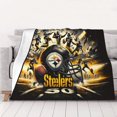 thumbnail image 1 of Manta con temática deportiva de los Steelers, manta de franela súper suave, ligera y cálida, para el almuerzo, la oficina, el sofá, la cama, el hogar, manta cálida para viajes, adecuada para hombres, 1 of 8