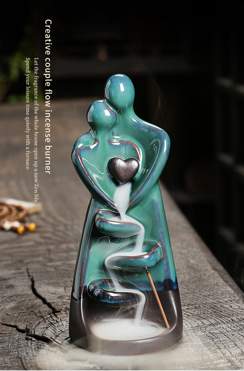Backflow Incense Holder Ceramic Hug Couple Incense Burner, Handmade Waterfall Incense Burner, Home Decor Aromatherapy Ornament
