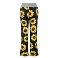 thumbnail image 4 of Patlollav Pants for Women's Comfy Stretch Sunflower Print Drawstring Palazzo Wide Leg Lounge Pants, 4 of 5