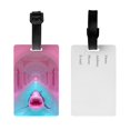 thumbnail image 2 of Luggage Tags for Suitcases, Pink Shark Pool Fantasy Leather Bag Luggage Tags ID Label Tags Privacy Protection Travel Bag Labels, 2 of 6
