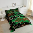 thumbnail image 4 of Erosebridal Green Camouflage Bedding Sets Full with Comforter, Militarily Camo Duvet Insert, Cartoon Army Reversible Bedding Full Comforter Set, Lightweight Bedroom Decor, 3pcs, 4 of 8