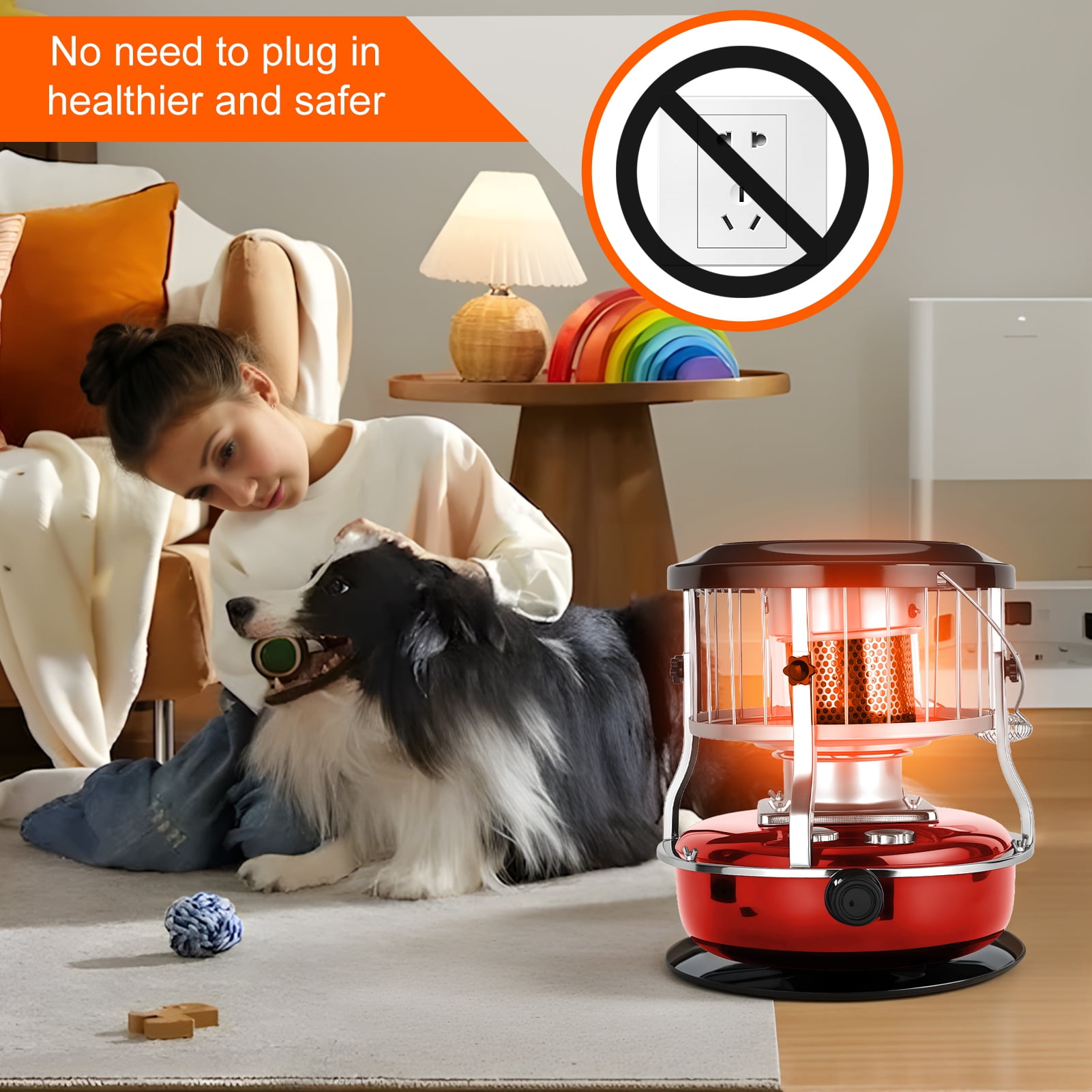 2-in-1 Kerosene Heater & Stove 9000 BTU, Portable Non-Electric Indoor/Outdoor Radiant Heater for Camping, Cooking, Emergency Heat