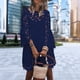 thumbnail image 1 of Vestido De Las Señoras Vestido elegante floral de encaje Vestidos de verano europeos para mujer Transpirable para vacaciones Kuymtek para Mujer Azul marino T L, 1 of 6