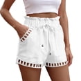 thumbnail image 2 of Minjewel Easy Fit Womens Shorts with Side Pockets and Drawstring Waist 5 Inch Inseam Lightweight Casual for Daily Wear,White M, 2 of 7