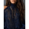 thumbnail image 3 of Women's Autumn Clothing, 1pc Cold Shoulder Printed Vintage Floral Chiffon Blouse, Semi-Sheer Long Sleeve Top Suitable For Summer And Autumn Wear,, 3 of 5