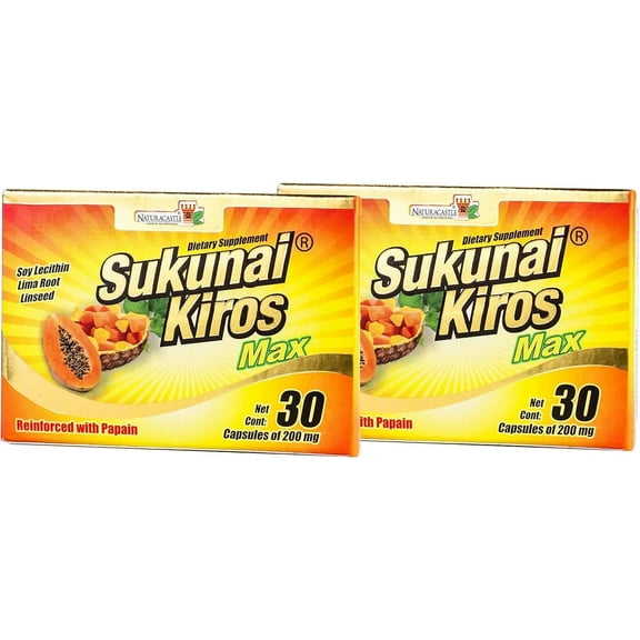 Sukunai Kiros Max Dietary Supplement – Flaxseed, Soy Lecithin & Omega-3 – Weight Management Support – 2 Pack (30 Capsules Each)