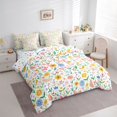thumbnail image 3 of jejeloiu Cute Flowers Blossom 7pcs Bedding Comforter Set,Colorful Floral Butterflies Queen Bedding Sets,Cartoon Tulip Daisy Queen Sheet Sets For Girls Kids,Breathable Home Decor Reversible, 3 of 8