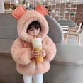 thumbnail image 2 of Fashion Thickening Fleece Outerwear Casual Solid Color Snowsuit Girl's Plus Velvet Faux Fur Winter Princess Hooded Jackets Clothes, 2 of 7